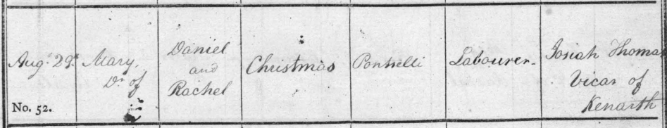 MARY CHRISTMAS! This is the baptism record of Mary Christmas, from 29th August 1819, in the parish of Manordeifi. Dyma gofnod bedydd Mary Christmas, o Awst 29 1819, ym mhlwyf Maenordeifi. #HolidaySpirit #ArchiveAdventCalendar #EYAFestive