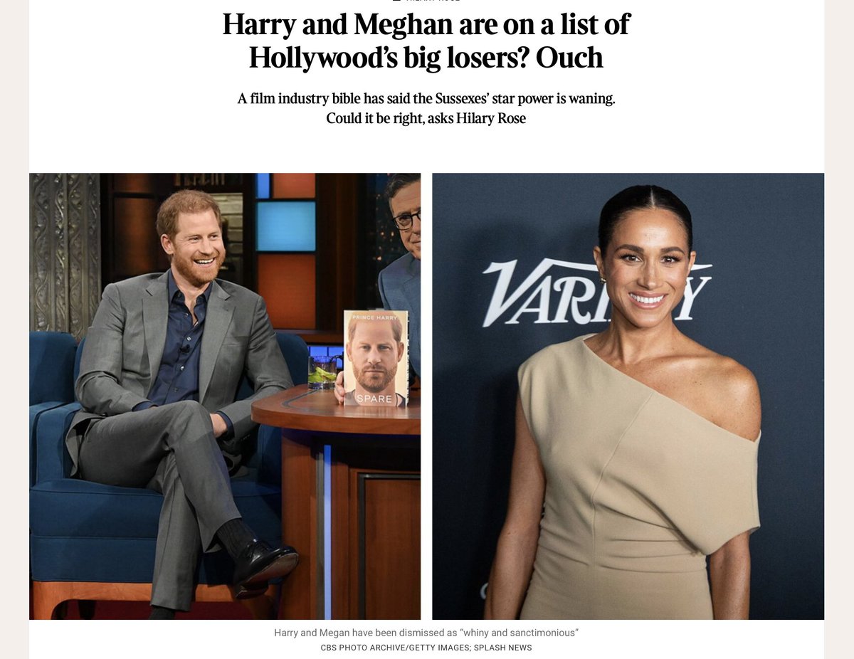 Another brutal takedown of Prince Harry and Meghan Markle, this time in the Times: “Their ability to generate wealth and sustain their brand has faced numerous obstacles. Showbusiness is attracted to success and financial gains. Turkeys are only acceptable for Thanksgiving.…