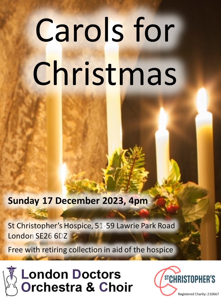 Natalie Craven (@nataliecraven_) on Twitter photo This year for the annual London Doctors Orchestra carols we’re looking forward to performing <a href="/StChrisHospice/">St Christopher's</a> Sydenham, S. London this Sunday 17 Dec, 4pm. All welcome 🎶✨❄️ This year for the annual London Doctors Orchestra carols we’re looking forward to performing <a href="/StChrisHospice/">St Christopher's</a> Sydenham, S. London this Sunday 17 Dec, 4pm. All welcome 🎶✨❄️