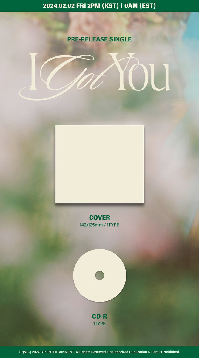 TWICE Pre-Release Single I GOT YOU Single CD Preview (US only) Pre-Order Starts on 2023.12.15 FRI 2PM KST/0AM EST Release on 2024.02.02 FRI 2PM KST/0AM EST 📌I GOT YOU Pre-Save/Pre-Add TWICE.lnk.to/IGOTYOU/pre-sa… #TWICE #트와이스 #IGOTYOU🤝 #TWICE2024❤‍🔥