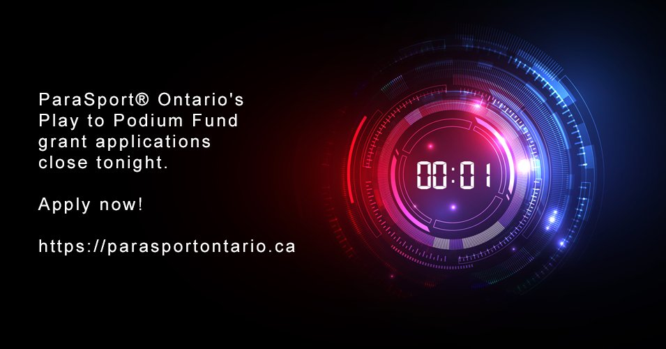 ParaSport® Ontario's Play to Podium Fund grant applications close tonight. Apply now at parasportontario.ca