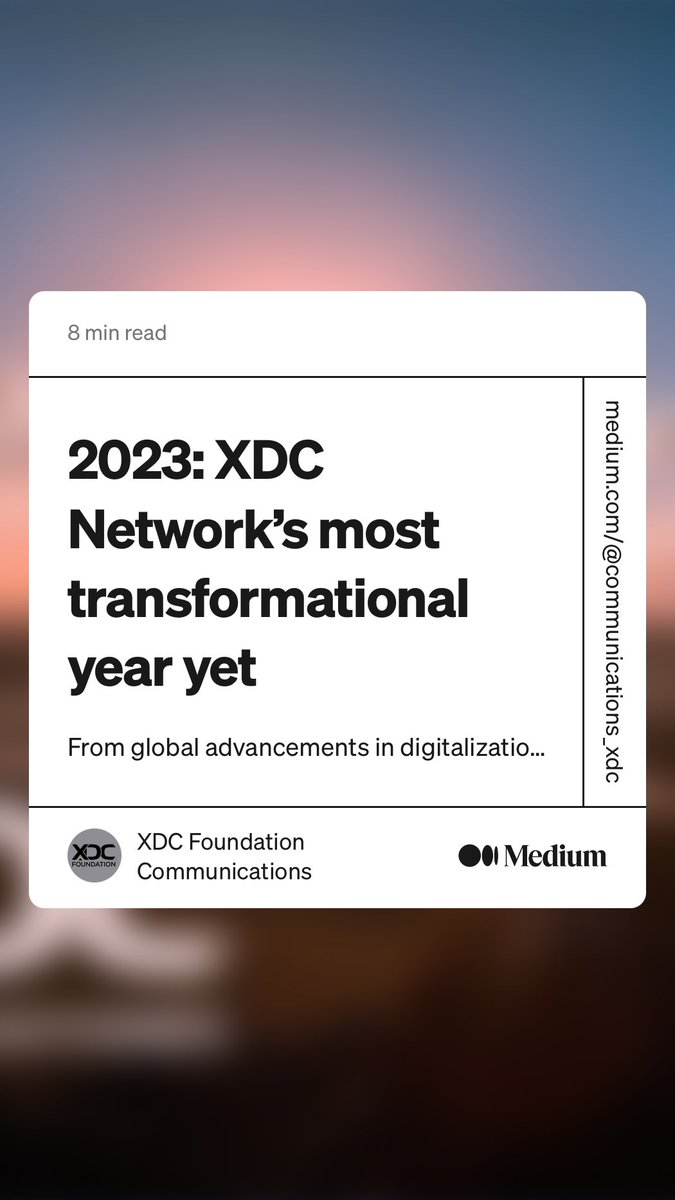 MHiesboeck's tweet photo. “2023: $XDC Network’s most transformational year yet” by XDC Foundation Communications
https://t.co/iLZ1eBMZWF https://t.co/FCCSIqkTkB