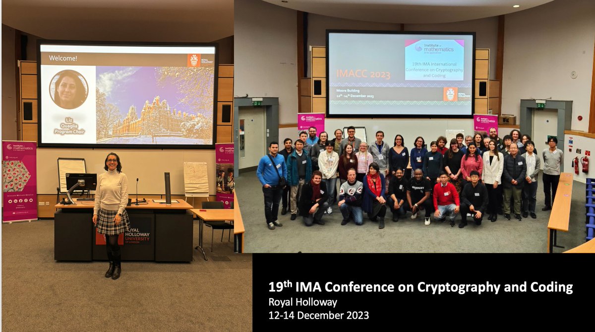 I am happy and proud to have been Program Chair for this year’s IMA conference on Cryptography and Coding. Very interesting talks, lovely atmosphere and so wonderful to connect with many friends, old and new. Thanks for the support @IMAmaths and @ISGnews!