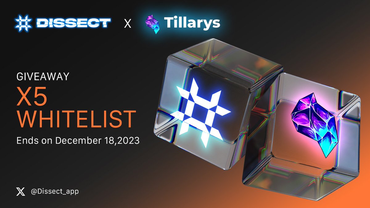 With Christmas around the corner and NFTs pumping, we figured it's the best time for a giveaway!

We’re giving away x5 WLs to @Tillarys_NFT , an upcoming Gamified Revenue Sharing project.

How to enter:

✅Follow @Tillarys_NFT  &amp; <a href="/Dissect_app/">Dissect | Fractionalised Loans</a>
✅Like &amp; Repost
✅Tag 3 friends