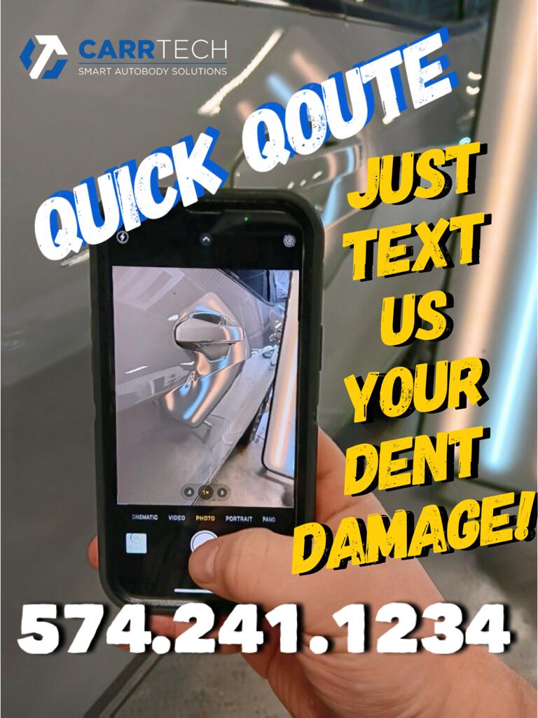 CarrTechSmart's tweet image. That’s right, just snap a few photos and text them over and we will shoot you a quote!
574.241.1234
#BeDentFree #CarrTechSmart #FreeQuote