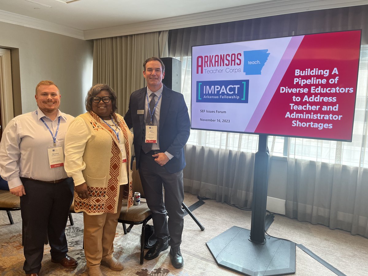 Arkansas shines at education conferences this month! John Bacon and Brandon Lucius, Executive Directors, along with Tykesha Cross, a Pine Bluff teacher, spoke about Arkansas' educator pipeline at the Southern Education Foundation Issues Forum.
