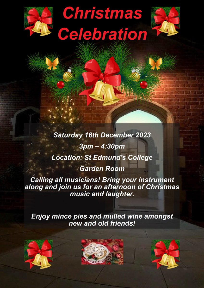 Please join us this Saturday for a musical Christmas Celebration at St Edmund's. Bring your instrument, singing voice or just come along to watch. All welcome!