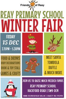 ❄️❄️Join us on Friday 15 December for our Winter Fair from 3.15pm!❄️❄️ Eat, drink, play games, meet Santa, make wreaths and much more! @ReayPrimary #community #raisefunds