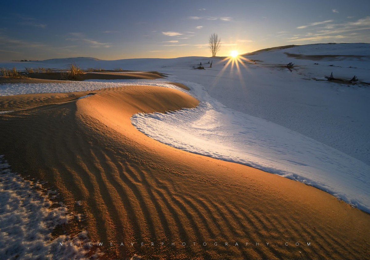 A recent sunrise over Silver Lake Sand Dunes as winter sets in.  
#puremichigan