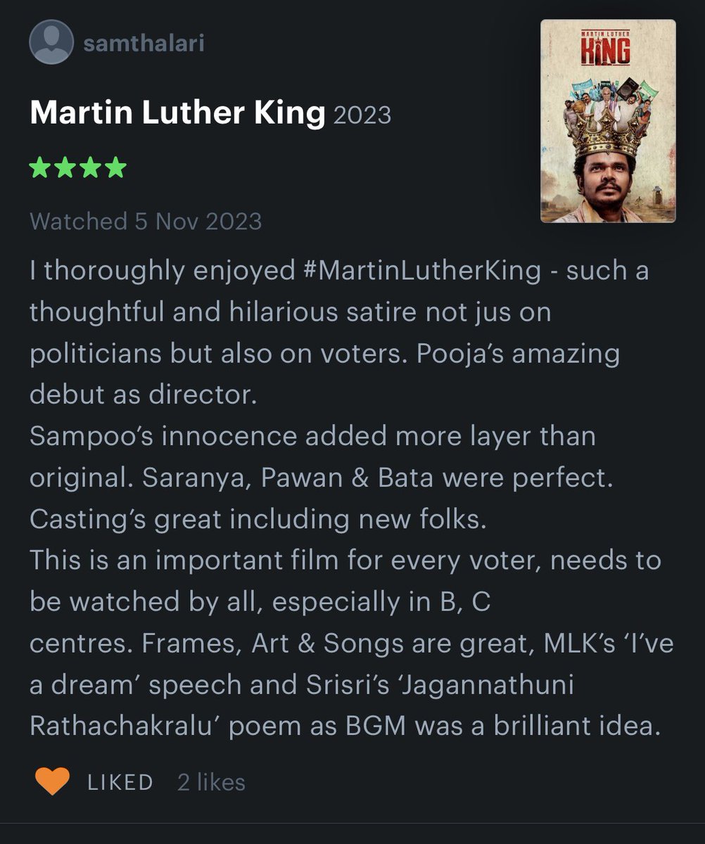 Just downloaded @letterboxd and I am so happy to see these stars ⭐️ for #martinlutherking 🤩
