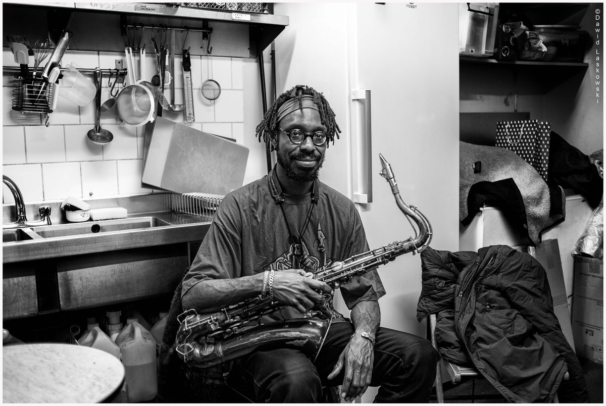 A historical moment captured in the OTO kitchen last night by @MrPilatusP. Shabaka Hutchings' big goodbye to saxophone.