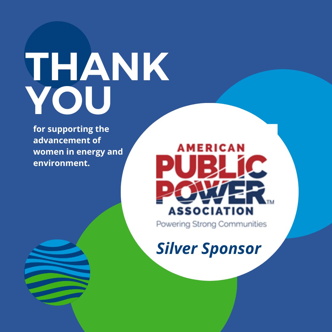A heartfelt thank you to our Silver Sponsor, American Public Power Association. Together, we are shaping a future where women thrive in the energy and environment  industries, and we couldn't be more grateful for your dedication  to our cause. #WomenInEnergy #SponsorAppreciation