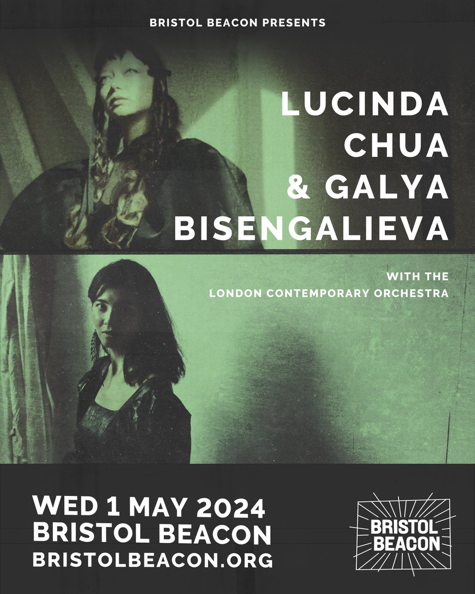 Kazakh composer & producer @GalBisen joins London singer and multi-instrumentalist @LucindaChua to make their debut at our transformed venue next year 🍃 Coming to Lantern Hall on Wed 1 May 2024. Pre-sale available now Gen sale Fri 15 Dec Tickets: bit.ly/48i7HIp
