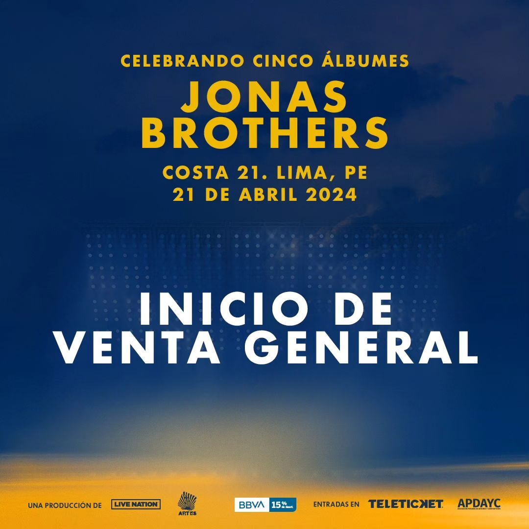 ¡Preventa agotada! 😱Ya inició la venta regular con cualquier medio de pago para el concierto que trae de regreso a los @jonasbrothers 🎸🎙 Kevin, Joe y Nick el 21 de abril en Costa 21 tocando todos sus éxitos 📀🎶 🎫Compra tus entradas por nuestra web 👉 tinyurl.com/3fhffwdw