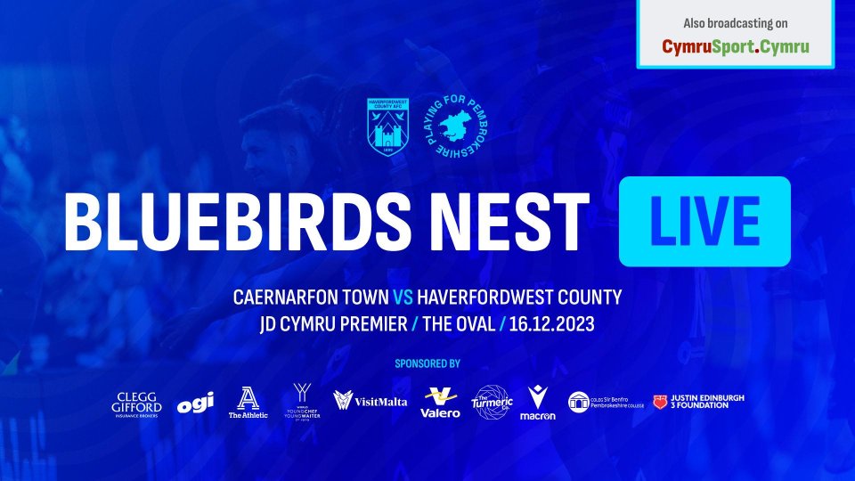 We are delighted to team up with #TheBluebirdsNest Live to offer another outlet for their live commentary this weekend of the game:

@CaernarfonTown v @HaverfordwestFC 

KO 14.30 and Ryan's live coverage can be accessed via 

cymrusport.cymru