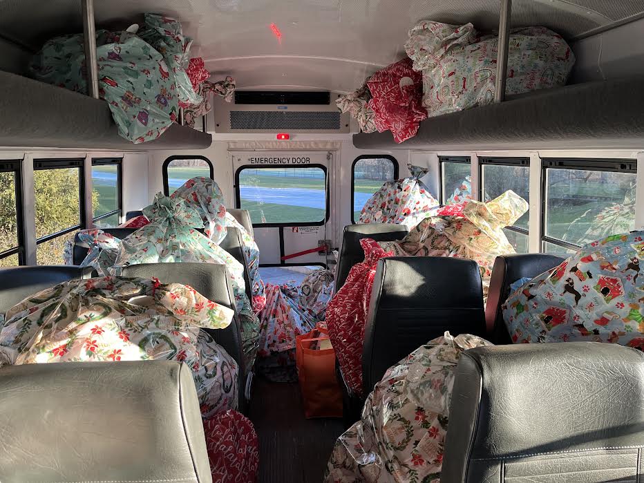 Ursuline elves loaded up the bus yesterday and delivered 44 bags of presents for our friends at the Yawkey Center!