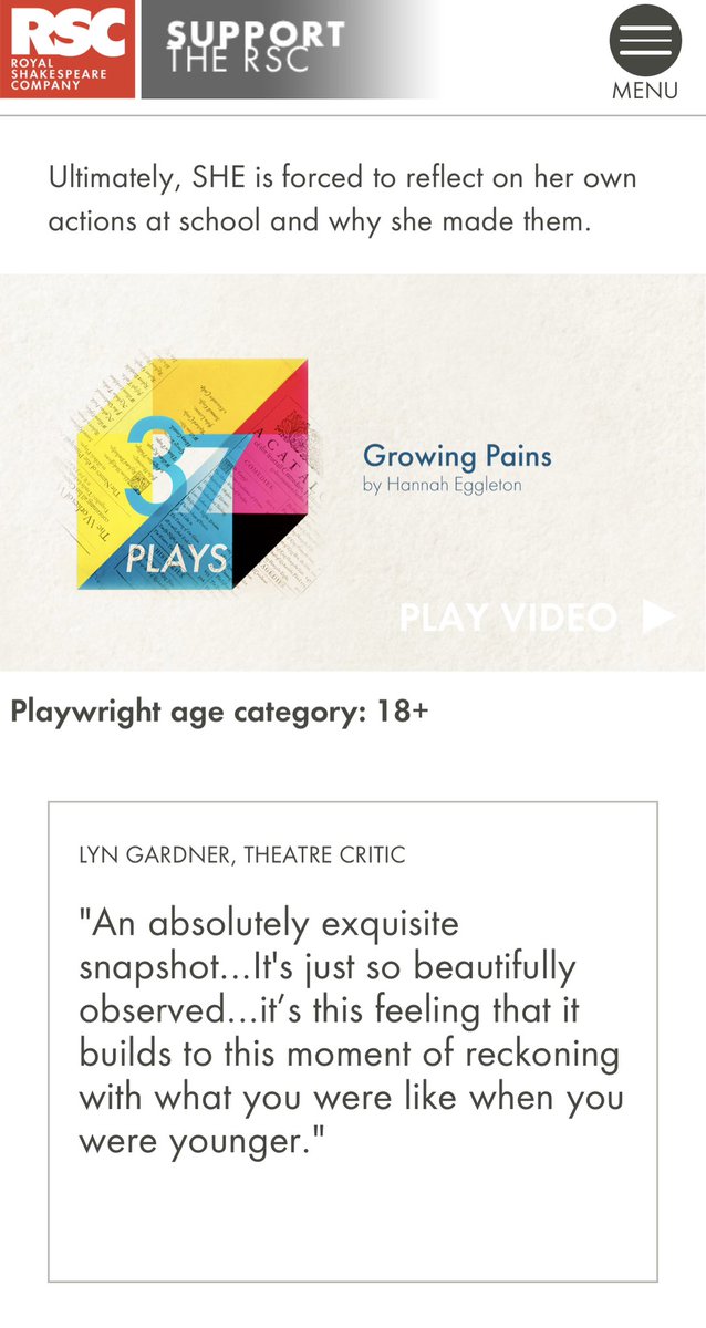 Hannah Eggleton (@hannah_eggleton) on Twitter photo There are bad days, and then there are days when <a href="/lyngardner/">lyngardner</a> describes your play as “an absolutely exquisite snapshot.”
rsc.org.uk/37-plays/ There are bad days, and then there are days when <a href="/lyngardner/">lyngardner</a> describes your play as “an absolutely exquisite snapshot.”
rsc.org.uk/37-plays/