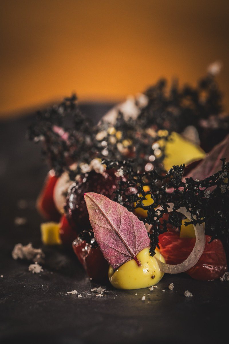 // SPOUTBANK ANGUS // Barbecued pablo beetroot, mustard and shallot.. #bestrestaurantinengland #twoMICHELINStar23 #MICHELINGreenStar. #sustainablegastronomy #provenance