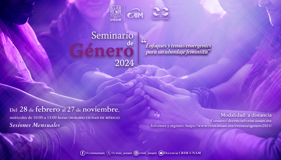 El 💜Seminario de Género del #CrimUnam continúa en el 2024
🔎Ya puedes inscribirte y consultar el programa completo en: crim.unam.mx/eventos/sgener…
.
.
#UNAM #Seminario #género #mujeres #feminismo #violenciagénero #igualdadgénero #equidadgénero #investigación #formaciónprofesional