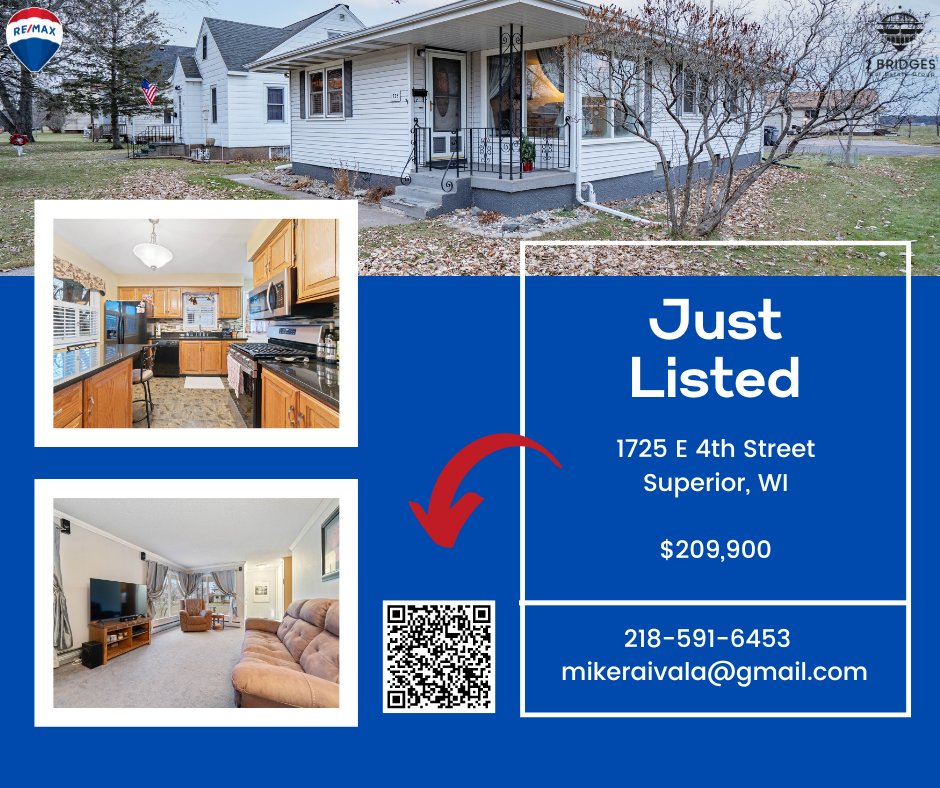 ** New Listing Alert ** The roof of the home and the garage were replaced in 2022.
remax.com/.../1484664310…
#justlisted #forsale #propertyforsale #homelisting #homeforsale #PropertyListing #2bedrooms #2bathrooms #basement #detachedgarage #superiorwisconsin #superiorwi #realestate