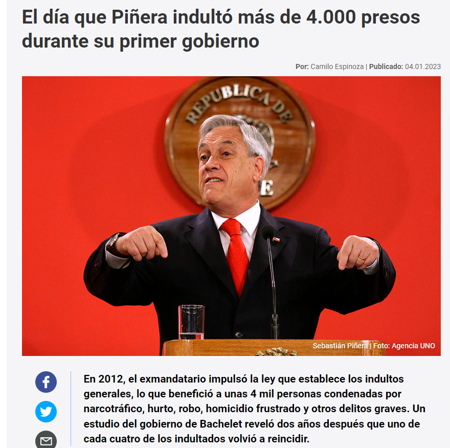 antifacheitor's tweet image. Cuando #Piñera indultó a 4000 y 1 de cada cuatro volvió a delinquir, los fachitos estaban callados. Ahora 1 de 13 indultados por #Boric volvió a delinquir y los fachitos están con ataque surtido al hoyo. #PresidenteBoric #EnContra