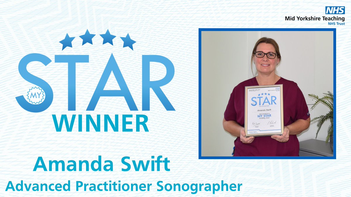 🌟🏆Amanda Swift is our latest MY Star Award winner! 

Congratulations to Amanda, who lead on the improvement and makeover of a Quiet Room in the Obstetric Ultrasound Department at Dewsbury and District Hospital.

Well done! 👏👏👏