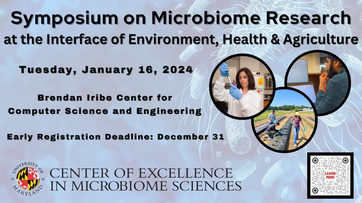 Registration is now open for a research symposium bringing together microbiome scientists from @UofMaryland and neighboring institutions to foster dialogue across disciplines. A limited number of complimentary registrations are available. Learn more: go.umd.edu/microbiomesymp…