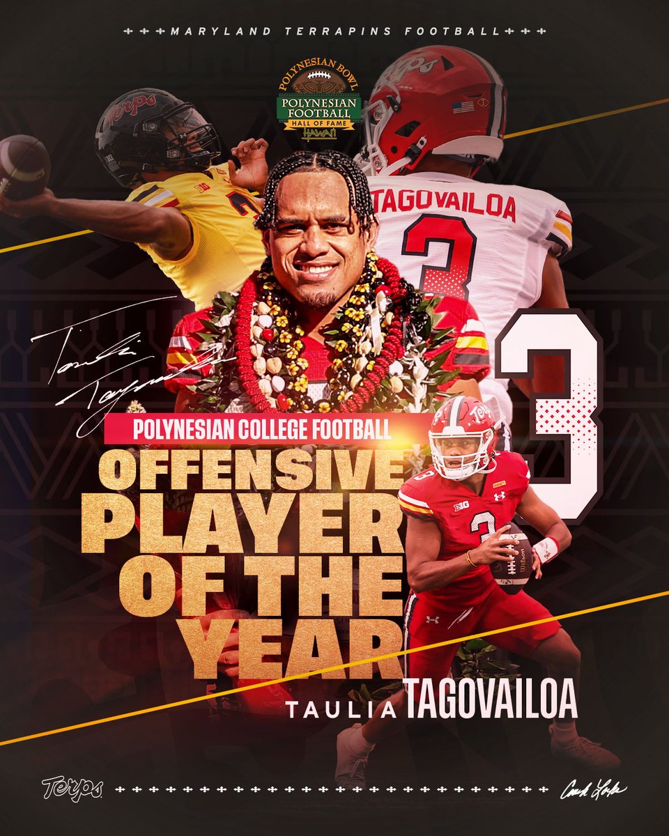 The decorated resume grows Taulia Tagovailoa is the Polynesian College Football Offensive Player of the Year! ➡️ go.umd.edu/46XuHeS