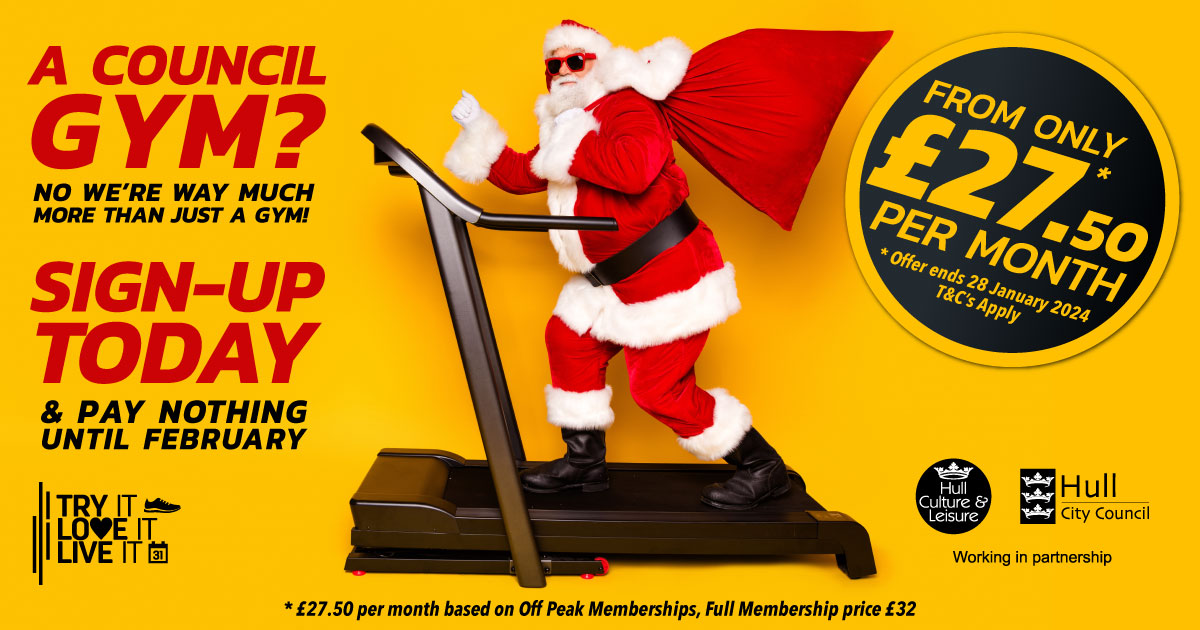 We're giving you the gift of fitness this Christmas! Sign up for a Live It fitness membership and there is nothing to pay until February 2024. Sign up at liveithull.co.uk/memberships