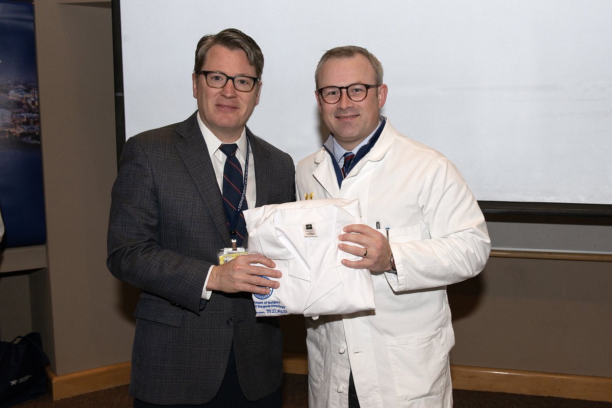 This morning Staci Aubry, MD, and Ben Ferguson, MD, PHD, received their white coats to recognize their induction into the Academy of Surgical Educators. Congratulations, @StaciAubryMD & @benferguson!