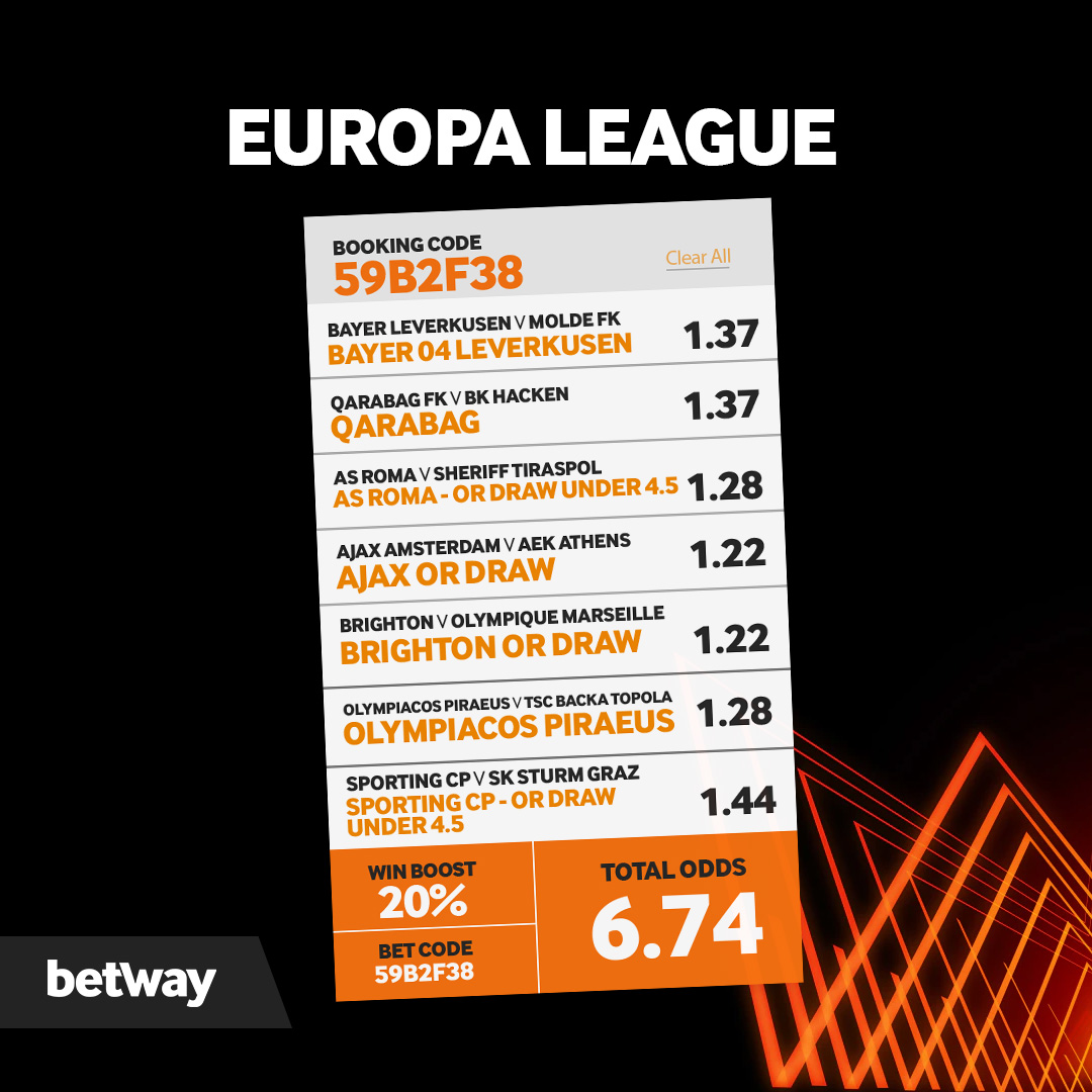 A second Europa winning slip anaa? 📝 🔥 🤩 Booking code: 59B2F38 Bet here😉 👉 bit.ly/47nVx0f #EUROPALEAGUE