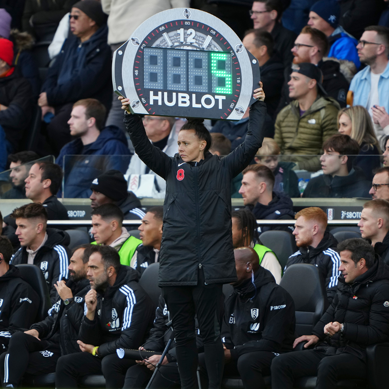 FulhamFC's tweet photo. Craven Cottage will witness history when, for the first time in @premierleague history, a female referee will officiate our meeting with Burnley.

Congratulations, Rebecca. 🤍