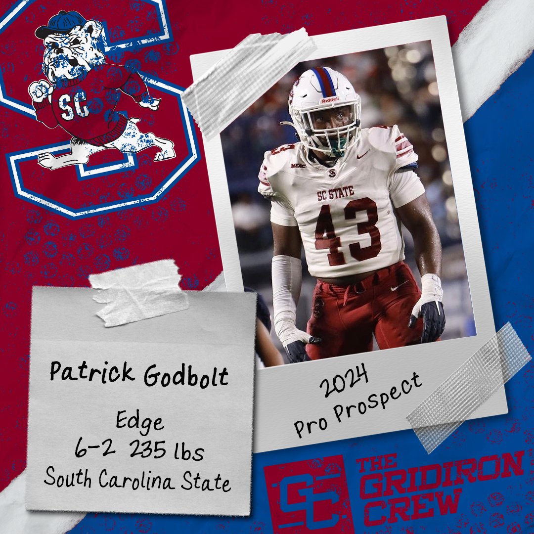 ⚠️ Attention Pro Scouts, Coaches, and GMs ⚠️ You need to look at 2024 Pro Prospect, Patrick Godbolt @patrick_godbolt, a DE/OLB from @SCState_Fb 👀 See our Interview: thegridironcrew.com/patrick-godbol… #2024ProProspect #DraftTwitter #NFLDraft #NFL #CFLDraft #CFL #ProFootball 🏈