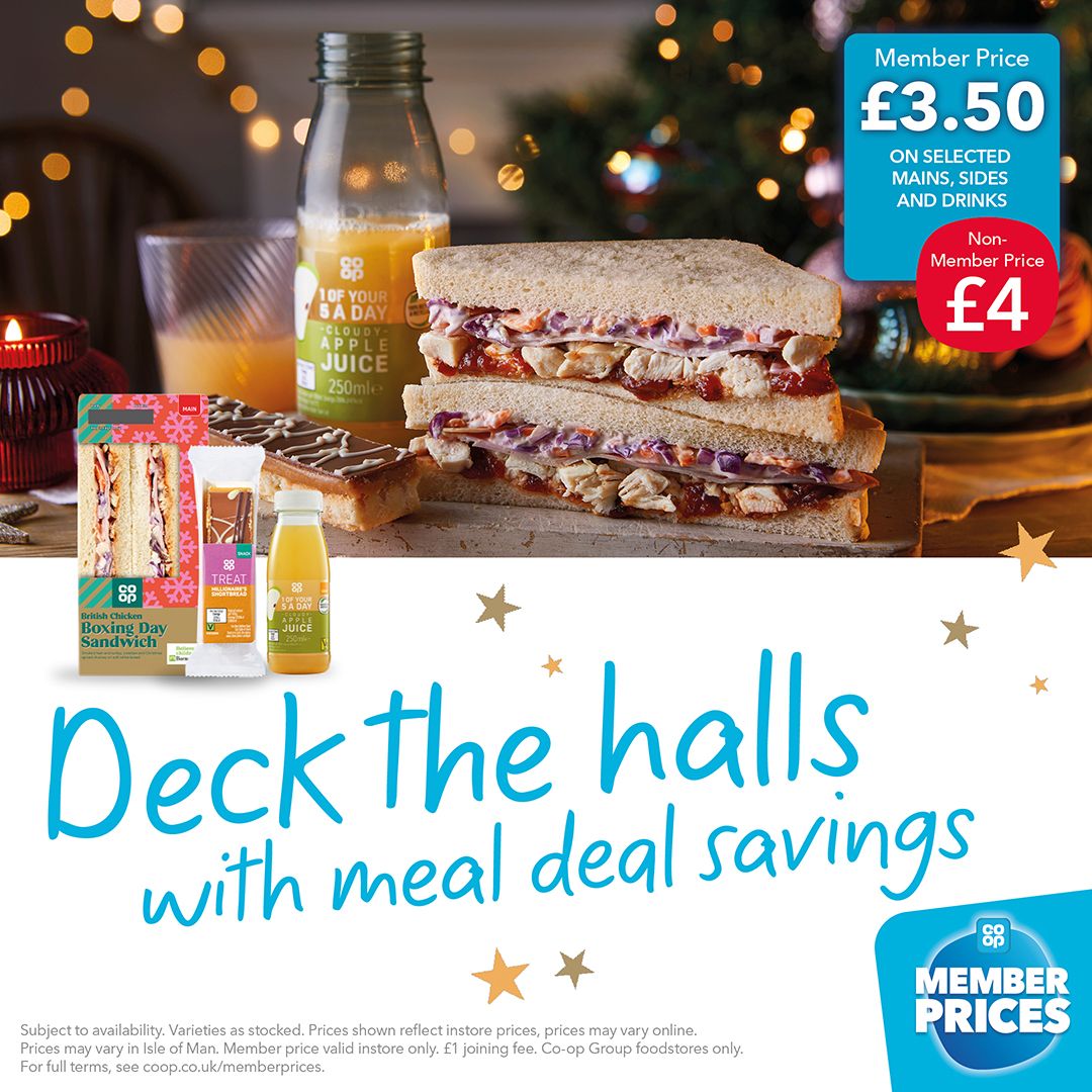 Enjoy a @coopuk Boxing Day festive sandwich as part of your Meal Deal - there's still time! 🎄 And don't forget, become a Co-op Member and get yours for less 🙌