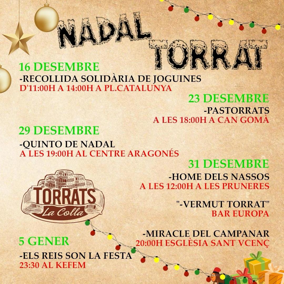 📣 RECORDATORI 📣
Aquest desembre <a href="/torrats/">Colla dels Torrats</a> ens porta la diversió per a petits i grans! 🤎🤎