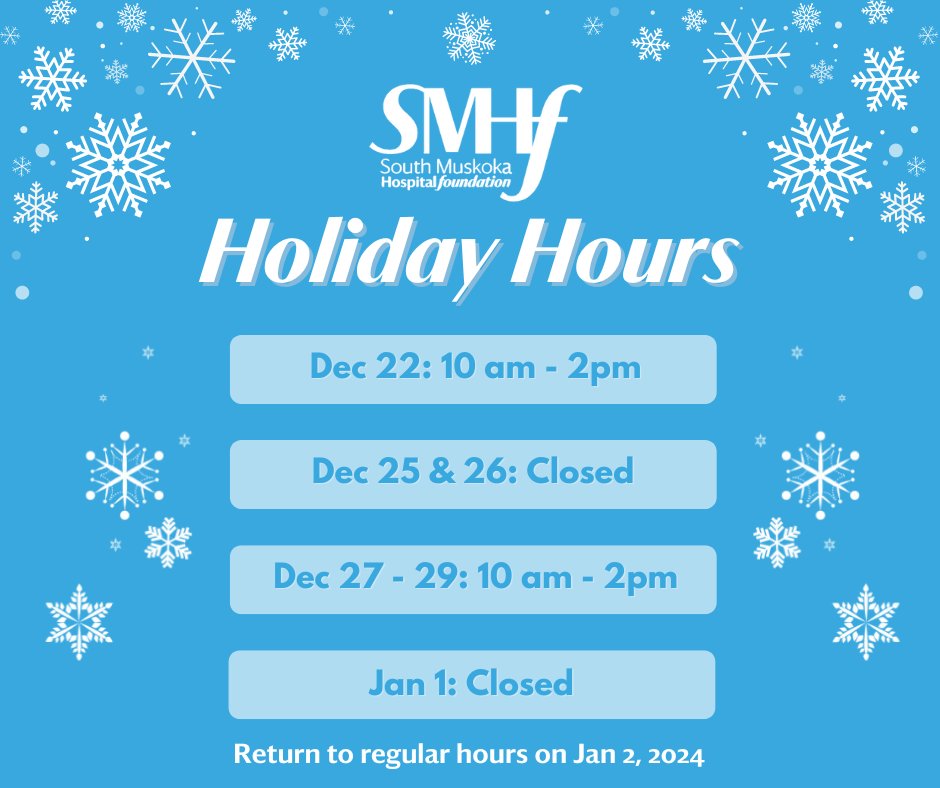 Please note our holiday office hours. Wishing you all a safe and happy holiday!
#HealthMuskoka