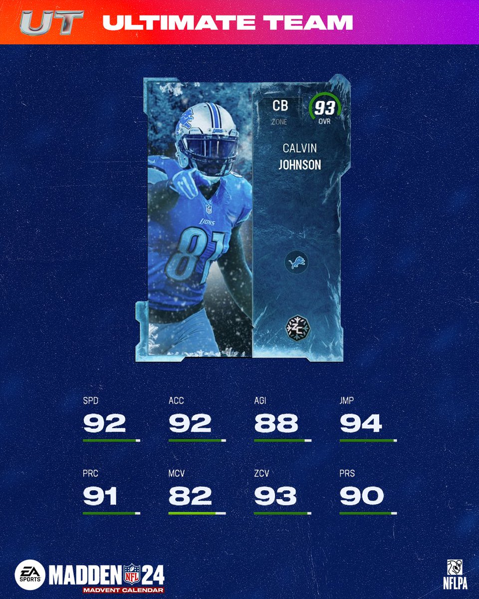 Day 1 of 12: #GrantaClaus is BACK For each day, the winners will receive that day’s giveaway as well as ALL the previous day's giveaways. Good Luck! RT & Comment #Madden24 for a chance to win CB Calvin Johnson 🎁