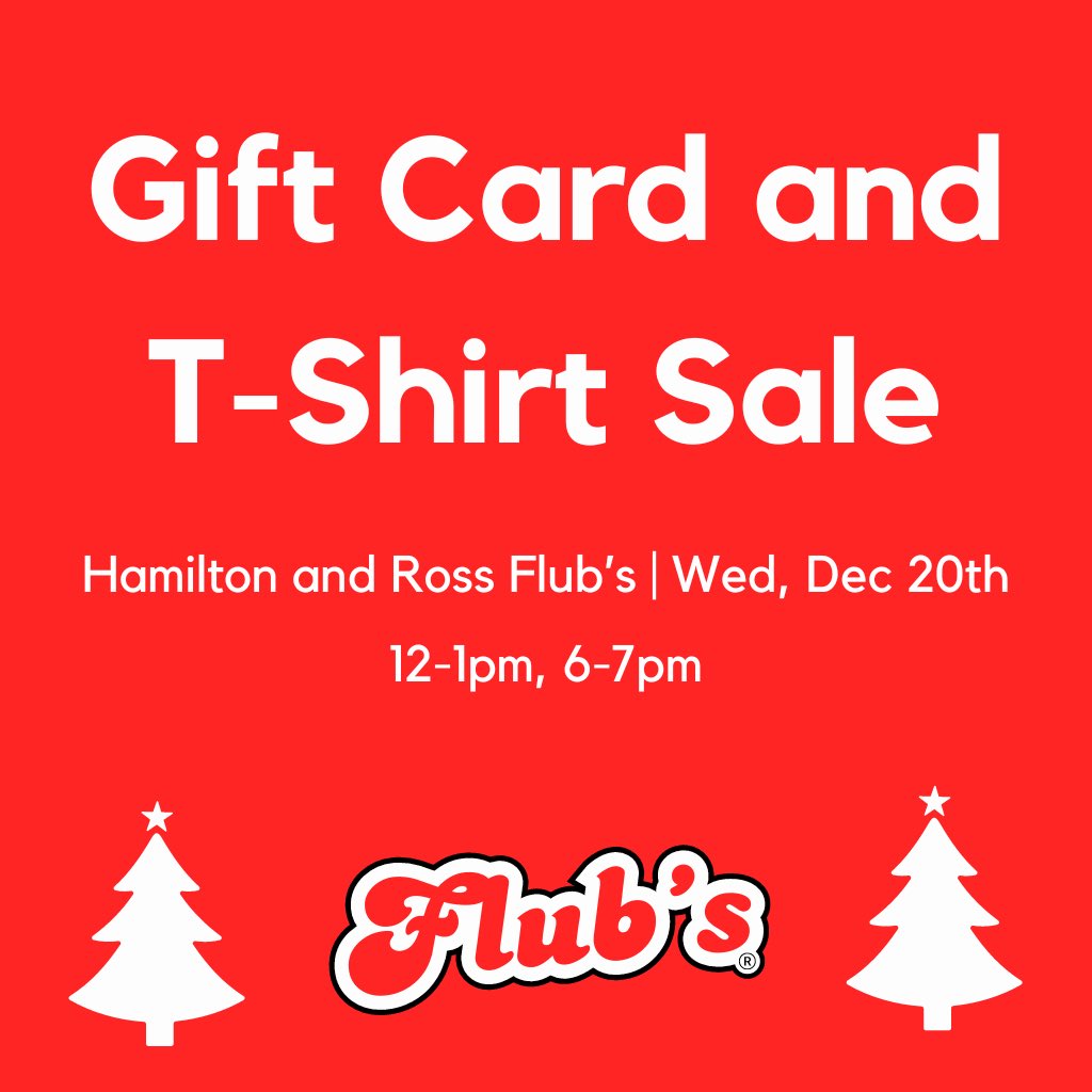 We’ll once again be opening for gift card and t-shirts! Come to either our Hamilton or Ross locations on Wed, Dec 20th to get a perfect gift for family and friends!