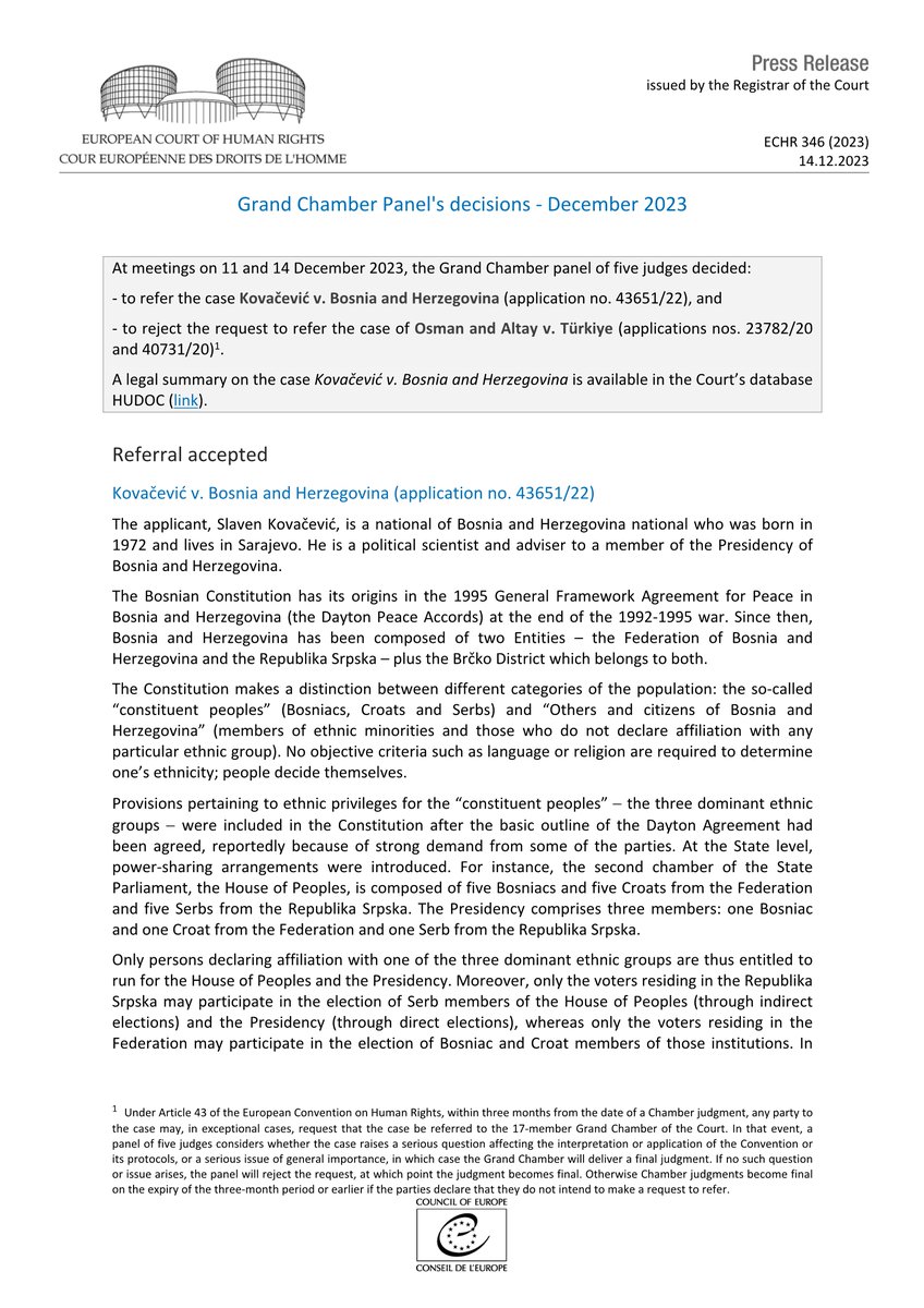 Grand Chamber Panel's decisions - December 2023 hudoc.echr.coe.int/app/conversion… #ECHR #CEDH #ECHRpress