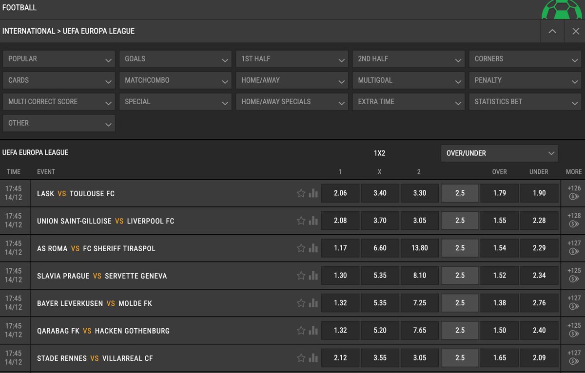 Thursday night #UEL football gets underway soon!🏆

All games here: betregal.com/#/sports/all/1…