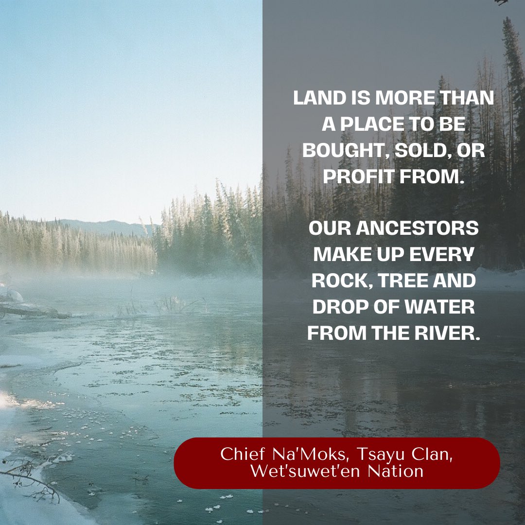 Gidimten's tweet photo. Despite the agreement at COP28, Wet’suwet’en people have known all along that a historic (and pervasive) driving force of climate change, decimation of land &amp; human health is the colonization of lands for oil  &amp; gas. https://t.co/Wl1aYKPTlV