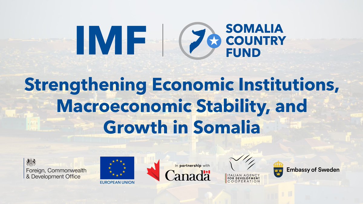 IMFNews's tweet photo. Yesterday's important milestone for 🇸🇴 comes after years of dedicated efforts to strengthen economic institutions in the country, including through @imfcapdev Somalia Country Fund currently funded by Canada, the EU, Italy, Sweden, &amp; the UK.  Learn more:
https://t.co/dkyMN1JVHp https://t.co/evQs4zT7RO