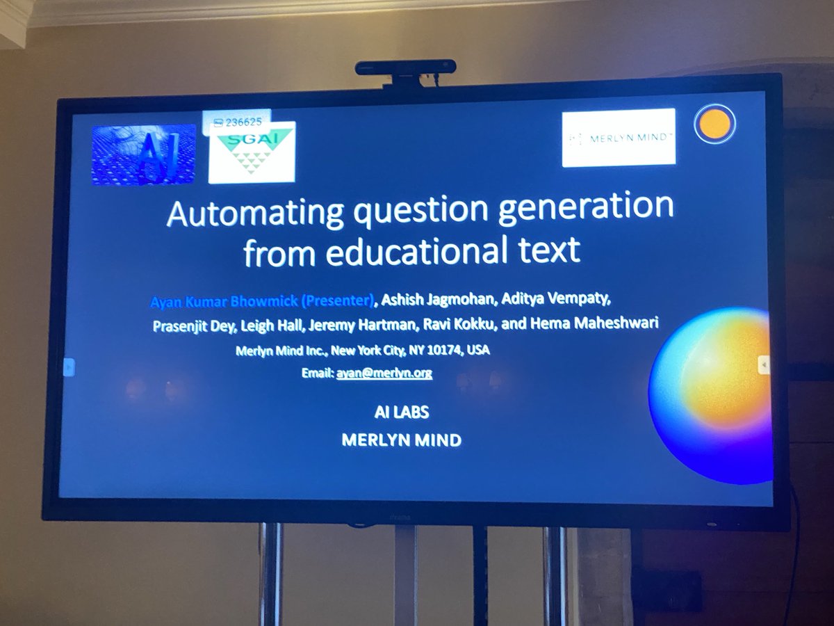 IanNairn's tweet photo. Congratulations to Ayan and everyone involved in the paper presented today at Peterhouse, Cambridge at the 43rd ⁦@BCS_SGAI⁩  conference ⁦@MerlynMind⁩ ⁦@bcs⁩ ⁦@C_learning_net⁩ ⁦@DellingCloud⁩ https://t.co/1AsgtCBjF5