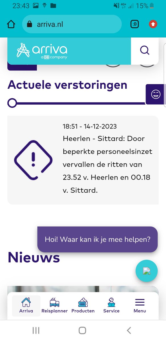 Hebebe28's tweet photo. @Arriva_NL Hey Arriva als ik het goed zie vervallen de ritten van 23:48, 00:18 En 00:48 van Sittard naar Heerlen. Wordt er busvervangend vervoer ingezet? De laatste mogelijkheid is dus 23:18? Schande! In de @NS_online staan de ritten nog gewoon? https://t.co/qYNqISW20N
