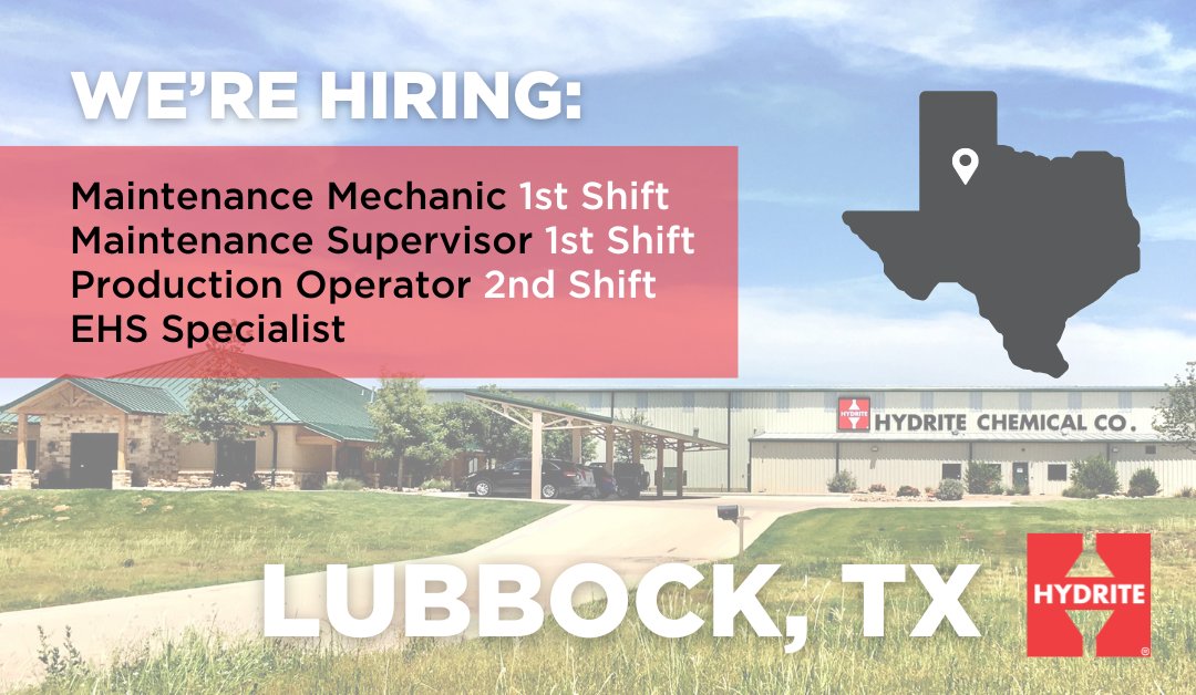 Explore exciting career opportunities at our plant in Lubbock, Texas! With a dedicated team since 2017, we've grown to 28 strong with 5 production vessels with blending capabilities of 500-6,000 gallons. Join us in driving progress & efficiency: ow.ly/JRhG50QiYhR #TXJobs