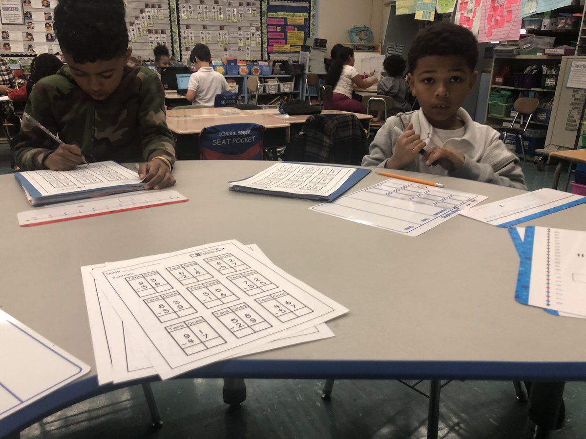 2ndGradeJKO's tweet image. Students practiced subtraction with regrouping in small groups this morning. @PS66JKO #welovemath #SmallGroupInstruction