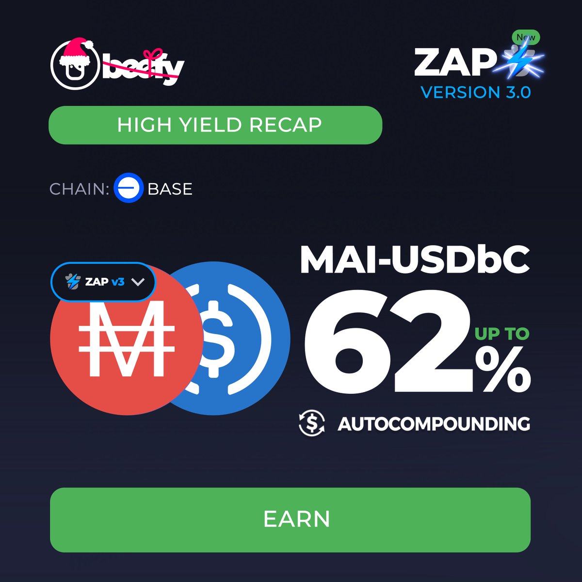 Ever think one day #stablecoins will be the only thing left in DeFi? ✅ $MAI - $USDbC : 62% APY 👉 app.beefy.com/vault/aerodrom… @QiDaoProtocol @aerodromefi @BuildOnBase @coinbase #BeefyOnBase