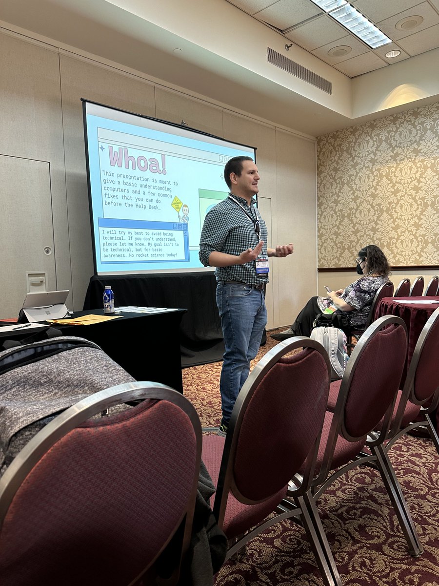 Long time no post, here's a picture from presenting at NYSCATE this year on technology troubleshooting strategies! "Three Before IT" invariably had the projector stop working. Not planned, but troubleshooting on the fly!