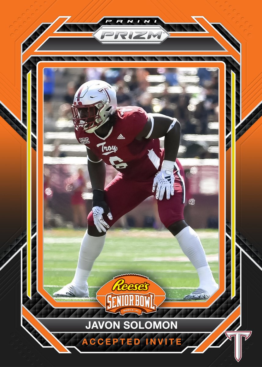 OFFICIAL! DE Javon Solomon @solomon_40 from @TroyTrojansFB has accepted his invitation to the 2024 Reese's Senior Bowl! #OneTROY ⚔️🏈 #TheDraftStartsInMOBILE™️ @JimNagy_SB @PaniniAmerica #RatedRookie