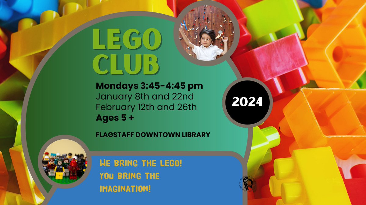 Lego Club at the Downtown Library

Bring your creativity and join us for building fun with hundreds and hundreds of blocks.

Ages 5-12

Mon, 2/12/24
3:45-4:45pm
flagstaffpubliclibrary.libcal.com/event/11681949…